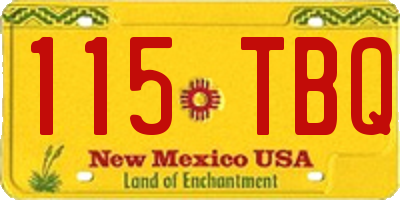 NM license plate 115TBQ