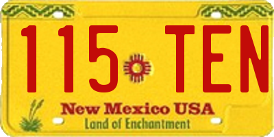 NM license plate 115TEN