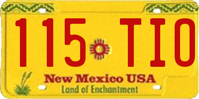 NM license plate 115TIO