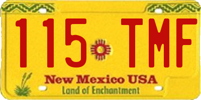 NM license plate 115TMF