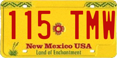 NM license plate 115TMW