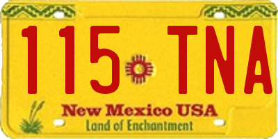 NM license plate 115TNA