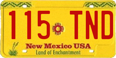 NM license plate 115TND