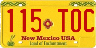 NM license plate 115TOC