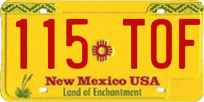 NM license plate 115TOF