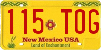 NM license plate 115TOG