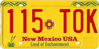 NM license plate 115TOK