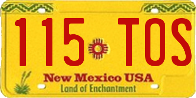 NM license plate 115TOS