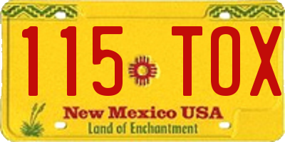 NM license plate 115TOX