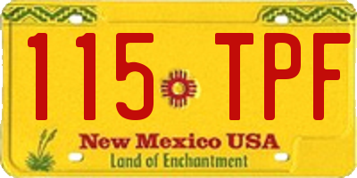 NM license plate 115TPF