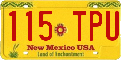 NM license plate 115TPU