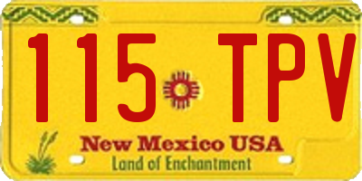 NM license plate 115TPV