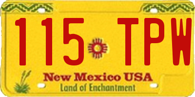 NM license plate 115TPW