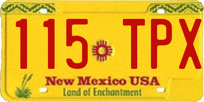 NM license plate 115TPX