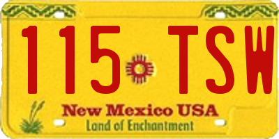 NM license plate 115TSW