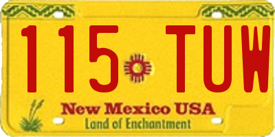 NM license plate 115TUW