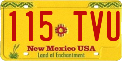 NM license plate 115TVU