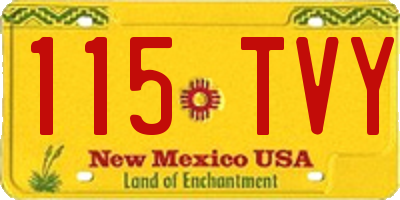 NM license plate 115TVY