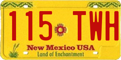 NM license plate 115TWH