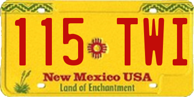 NM license plate 115TWI