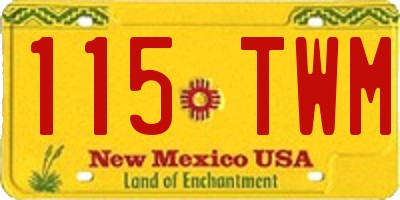 NM license plate 115TWM