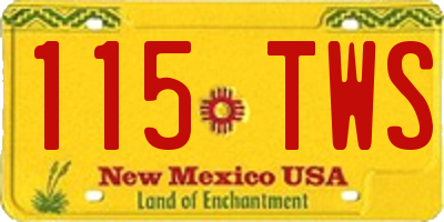 NM license plate 115TWS