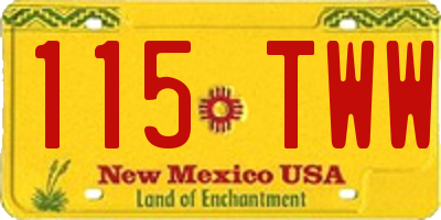 NM license plate 115TWW