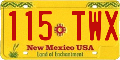 NM license plate 115TWX