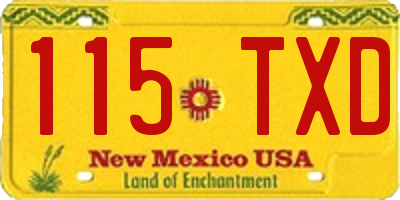 NM license plate 115TXD