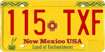 NM license plate 115TXF