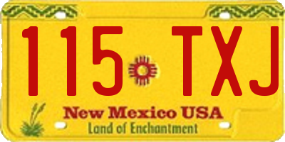 NM license plate 115TXJ