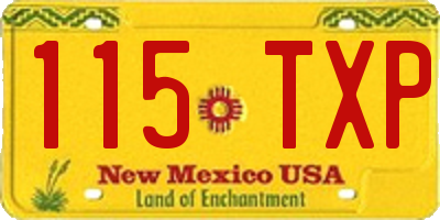 NM license plate 115TXP