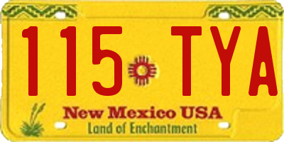 NM license plate 115TYA