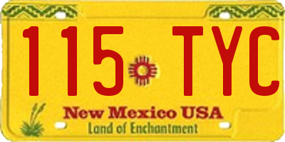 NM license plate 115TYC