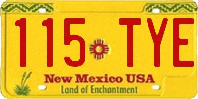 NM license plate 115TYE