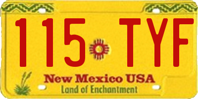 NM license plate 115TYF