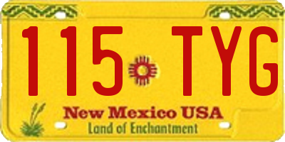 NM license plate 115TYG