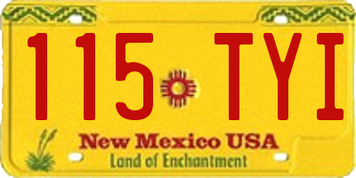 NM license plate 115TYI