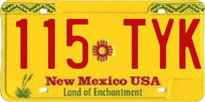 NM license plate 115TYK