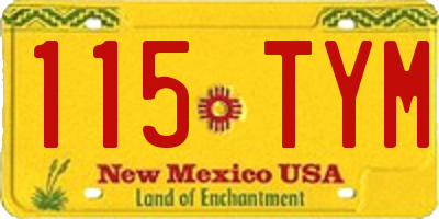 NM license plate 115TYM