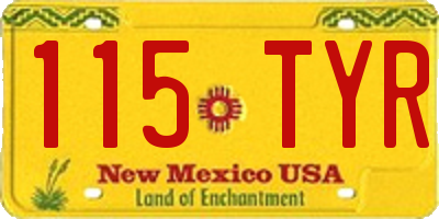 NM license plate 115TYR