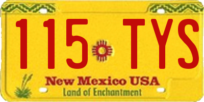 NM license plate 115TYS