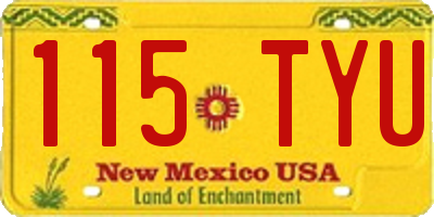 NM license plate 115TYU