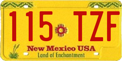 NM license plate 115TZF