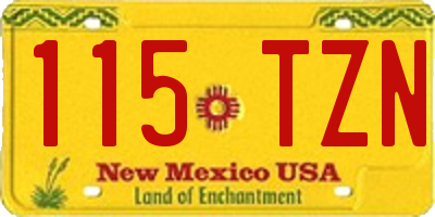 NM license plate 115TZN