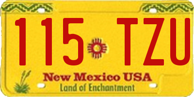 NM license plate 115TZU