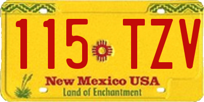 NM license plate 115TZV