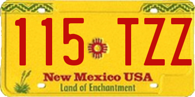 NM license plate 115TZZ