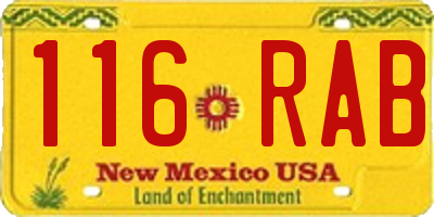 NM license plate 116RAB