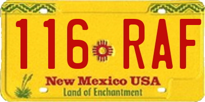 NM license plate 116RAF